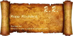Rupp Richárd névjegykártya
